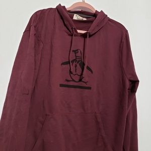Burgundy Orginal Penguin lightweight Hoodie